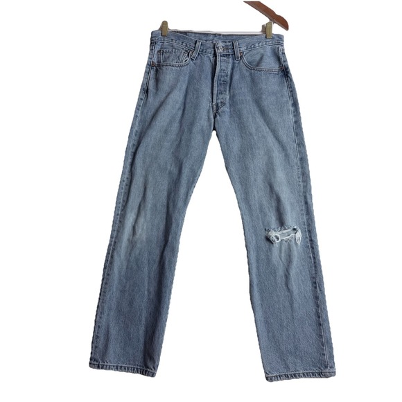 Levi's 501 Vintage Jeans Men's 32x30 Light Wash Distressed Skater Grunge Y2K T2 - Picture 1 of 16